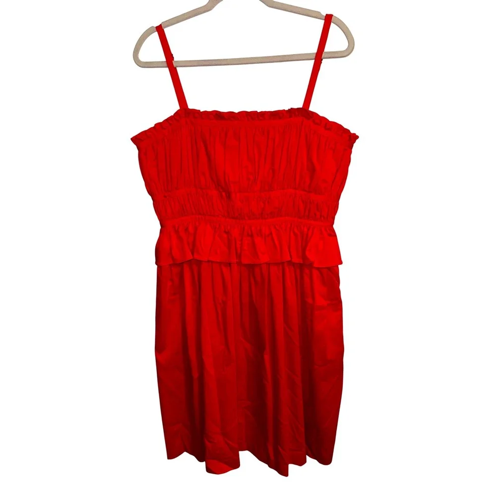 Antonio Melani Taylor Stretch Red Peplum Waist Cotton‎ Sateen Midi Dress Size 12 - Picture 4 of 8